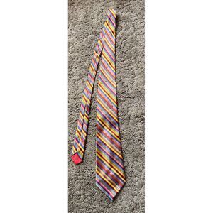 Vtg Wemlon by Wembley‎ Striped Tie Purple Red Bkue Gold Yellow
